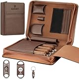 KEJIAR Zigarren-Humidor-Etui, tragbare Zigarren-Box mit Zigarren-V-Cutter,...