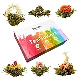 Buntfink TeaFlowers Teeblumen Geschenkset, 6 Teerosen/Teeblüten in Geschenkbox,...