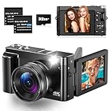 Digitalkamera 4K 48MP Autofokus Kamera Fotokamera mit 3' 180° Klappbildschirm,...