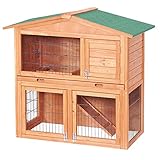 Wiltec 2 Etagen Nagerhaus 871 x 547 x 1000 mm, Hasenstall zweistöckig aus...
