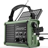 ROCAM Kurbelradio,12000mAh Notfallradio mit 8500mm² Solarpanel & 650mA Kurbel,...