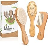 Baby Haarbürste und Baby Kamm Set - Natürliche Holz Babyhaar Haarbürste mit...