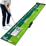 SAPLIZE Zwei-Gang-Golf-Putting-Übungsmatte mit Putting-Ausrichtungsspiegel, 20...