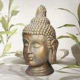 ECD Germany Buddha Figur Kopf Statue 74,5 cm, aus Polyresin, Bronzeoptik, für...
