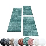 HomebyHome Bettumrandung Schlafzimmer 3 teilig Hochflor Teppich Aqua -...