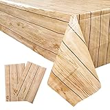 2 STK 130x220cm Tischdecke Holz Braun Abwischbare Tischdecken Wasserabweisend...