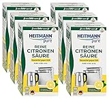 HEITMANN pure Reine Citronensäure: Ökologischer Bio-Entkalker - Pulver, 6x 350...