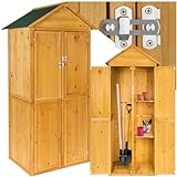 tectake® Holz Gartenschrank, Outdoor Schrank wetterfest, 80,5 x 60 x 213,5 cm,...