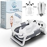 Baby Badewanne Faltbar mit Panda Kissen - Faltbare Babybadewanne Antirutsch...