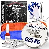 MAGFISHION Mega Magnetfischen Set – 625 KG - Ø120mm - Neodym Magnet Mit 2...