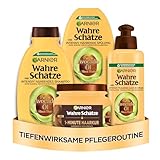 Garnier Wahre Schätze Pflegeset mit Shampoo, Spülung, Maske und Leave-In, Mit...