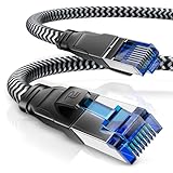 CSL - 10m Netzwerkkabel CAT 8 - LAN Kabel Patchkabel - Baumwollmantel - CAT8.1...