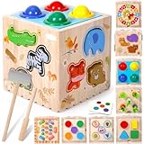 CYJJYZ Motorikwürfel 8 in 1, Holzspielzeug Motorikspielzeug, Montessori...