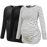Smallshow Women's Umstandsmode Lange ärmel Umstandsshirt Maternity Tops 3er...