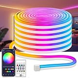CLYCTIP Neon LED Strip, 5M Flexible LED Streifen mit Timer Fernbedienung,Musik...