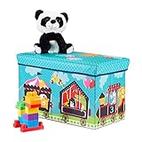 Relaxdays, Circus Sitzbox Kinder, Faltbare Aufbewahrungsbox mit Stauraum,...