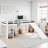Homestyle4u Hochbett 90x200 mit Rutsche Treppe Weiß Kinderbett Etagenbett...