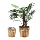 Relaxdays Blumentopf 2er Set, runder Holz Übertopf in 2 Größen, Ø 24 & 19...