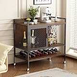 DAWNYIELD Weinschrank-Sideboard 3-stöckiger Bartisch mit Rollen Weinregal...
