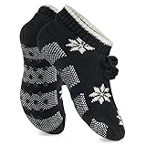 Celodoro Damen Norweger Strick Socken für Zuhause (1 Paar) Hüttensocken mit...