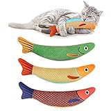 Aibuddy Spielzeug mit Katzenminze, 3 Stück Fische Simulation Waschbares Katzen...