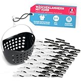 Culiclean Stabil Soft Clips mit Wäscheklammernkorb - 40 Stück, Schwarz-Weiß...
