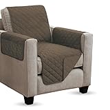 gesteppter Sesselschoner - 190x165cm - mit Armlehnen und Taschen (Braun)...