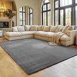 SIMPEX Teppich Wohnzimmer Grau 160x220 cm Kurzflor Teppich Waschbar, weich &...