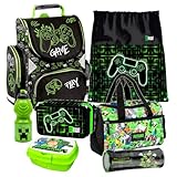 Minecraft Games Play Pixel 7 Teile Set Tornister Ranzen Schulranzen Tasche...