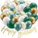 Balloono 60 Stück Luftballons Geburtstag Set ● Geburtstagsdeko Grün Weiß...
