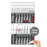 TOBJA 3 Monatskalender 2026 Wandkalender mit Schieber Europe Version -...