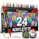Zenacolor 24 Acrylstifte für Steine wasserfest mit Doppelspitze (feine Spitze...