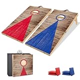 NZQXJXZ Cornhole Spiel Outdoor, 60 x 40 cm Massivholz Premium Corn Hole Boards...