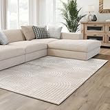 Interiyou Kurzflor Teppich Cannes - 160x230 cm Creme - Skandinavisches Boho...