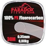 Paradox Fishing 100% PX Fluorocarbon Vorfach 30m 0,35mm - fluorocarbon Schnur-...