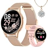 Sanorum Smartwatch Damen mit Telefonfunktion, Rund 1,27' Klein Screen Armbanduhr...