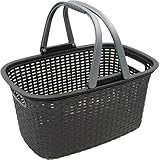 HRB Einkaufskorb in Rattan Optik, Großer Tragekorb mit Henkel, 18 Liter...