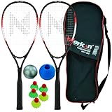 Merkan Speed-Badminton Set, 2 handliche Aluminiumschläger, Länge 58,9 cm,...