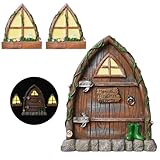 Pumwoy Feentür Wichteltür 1 Wichteltür + 2 Wichtelfenster, Wichteltür...