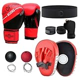 Handpratzen Boxen und 6oz Boxhandschuhe Set für Kinder, Handpratzen Boxpratzen...