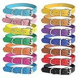 Periflowin 14 Stück Welpen ID Halsbänder, Soft hundehalsband Leder Hündchen...