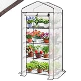 Sekey Mini Tomatengewächshaus mit 4 Regalböden, Folie Gewächshaus Klein...
