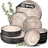 Moritz & Moritz VIDA Geschirrset 12 Personen Beige 36-tlg. - Modernes Porzellan...