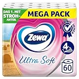 Zewa Ultra Soft Toilettenpapier mit Strohanteil 3x 20 Rollen, Weiss, 60 Count...