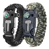 WJRQD 2er-Set Survival Armband, 5 in 1 Outdoor Survival Kit für Herren Damen,...