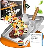 LIKAYA® Plancha Edelstahl Grillplatte – Grillen auf höchstem Niveau |...