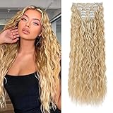 FLUFYMOOZ Clip in Extensions, 61cm 6PCS Lange gewellt Wellige Clip in...