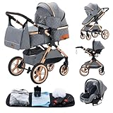 YAZOCO kinderwagen 3 in 1, Zusammenklappbar kinderwagen Komplettset...