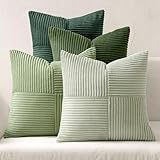 MIULEE 4er Set Kissenbezug 40x40 cm Kordsamt Sofakissen Patchwork Grün Serie...