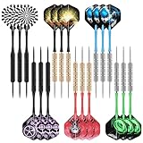 CyeeLife Dartpfeile mit Metallspitze,18 Stück Profi Steeldarts,Steel Darts Set...